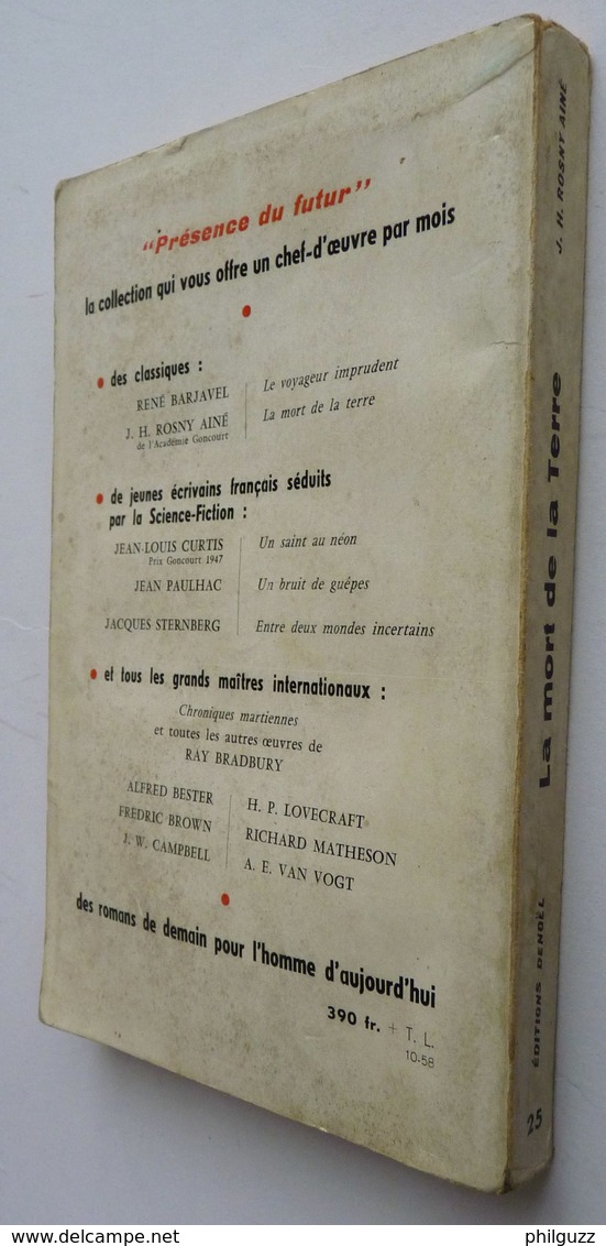 LIVRE SF DENOEL PRESENCE DU FUTUR ROSNY AINE LA MORT DE LA TERRE EO SEPT 1958 - Présence Du Futur