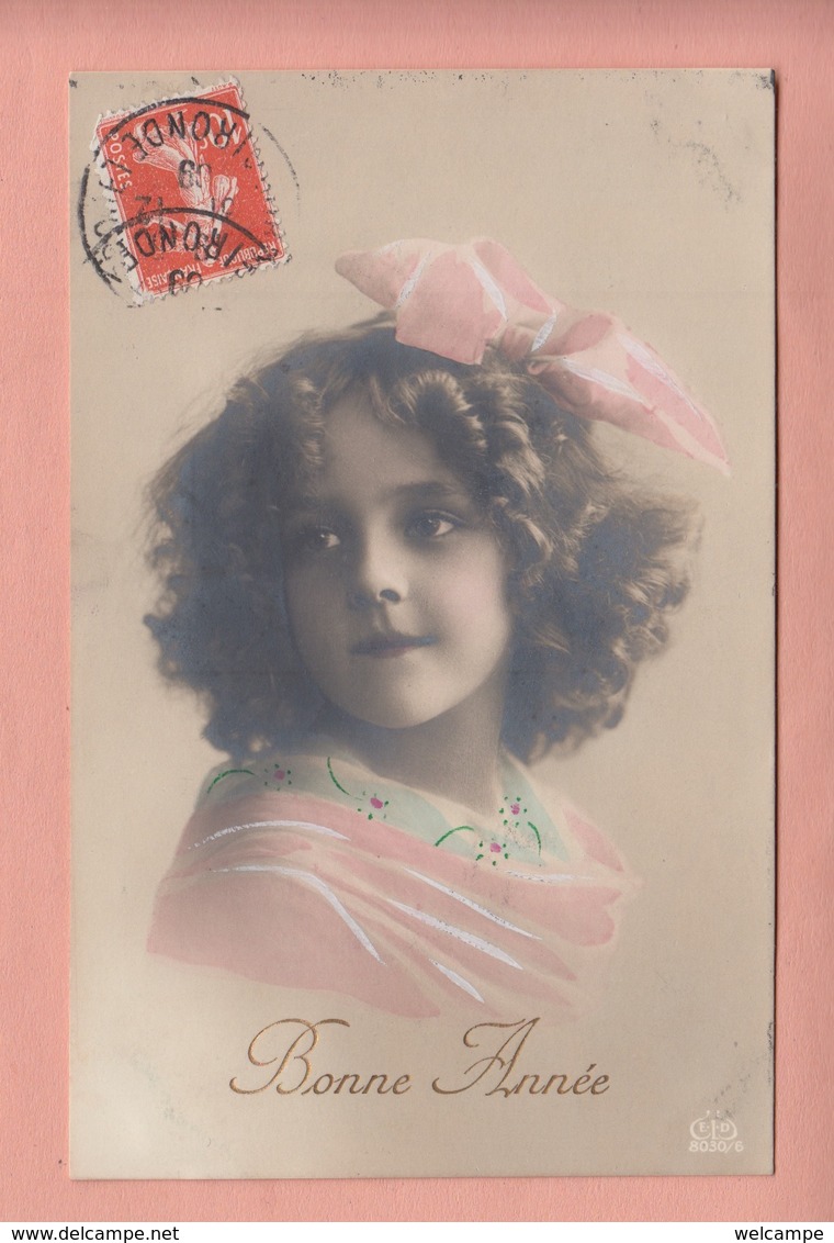 OLD PHOTO POSTCARD -  CHILDREN - GIRL - FAMOUS MODEL - BONNE ANNEE - Portraits