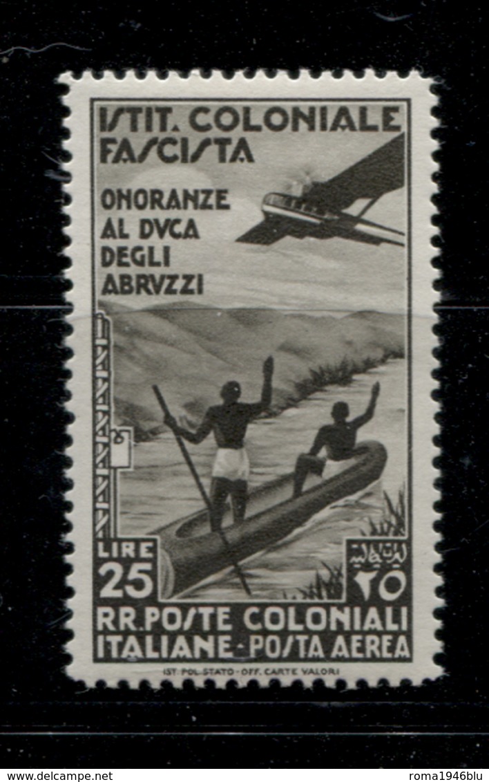 EMISSIONI GENERALI 1934 DUCA D'ABRUZZI  POSTA AEREA L.25 ** MNH CENTRATO - Emissions Générales