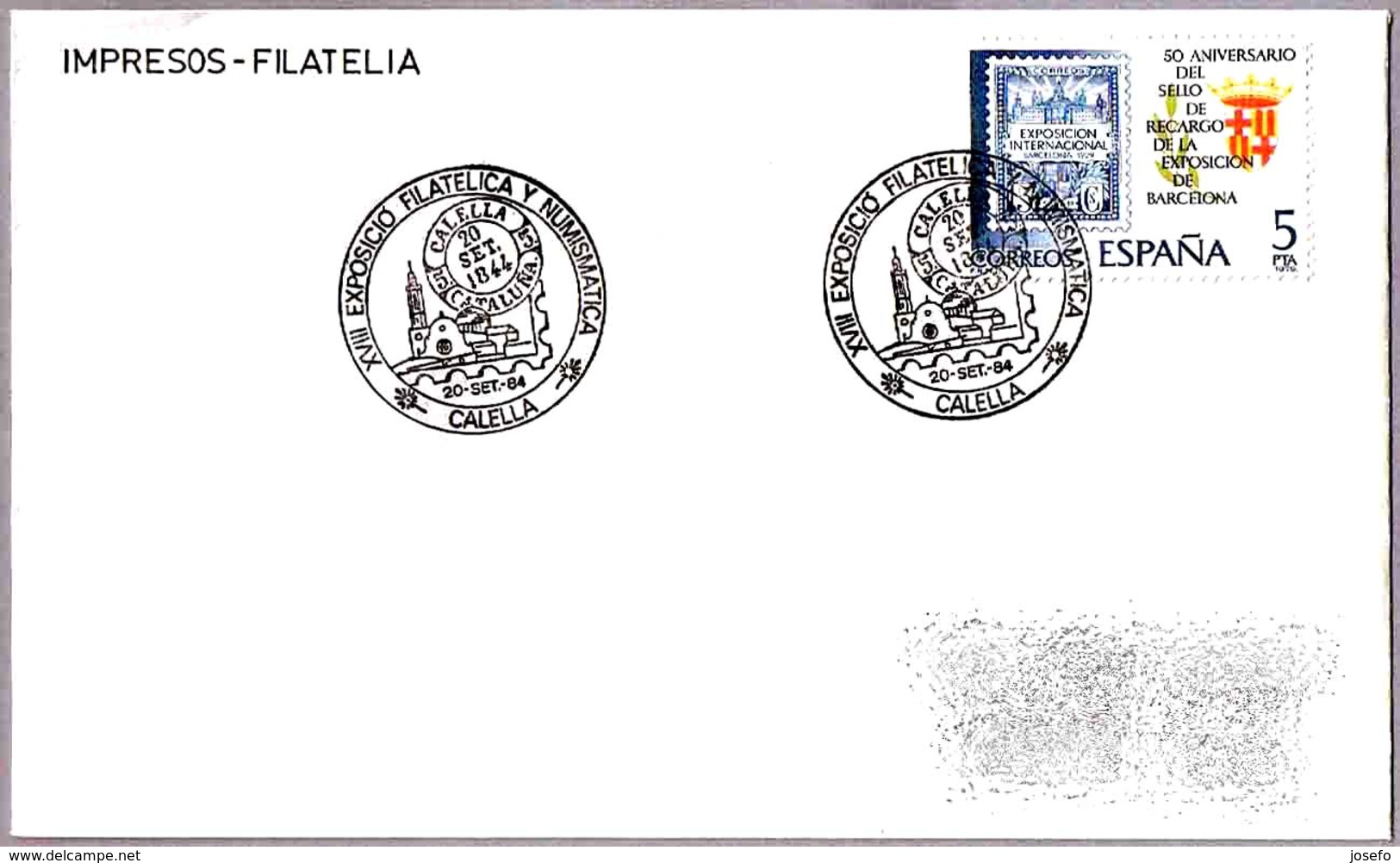 MATASELLOS PREFILATELICO - PREPHILATELIC POSTMARK. Calella 1984 - Correo Postal