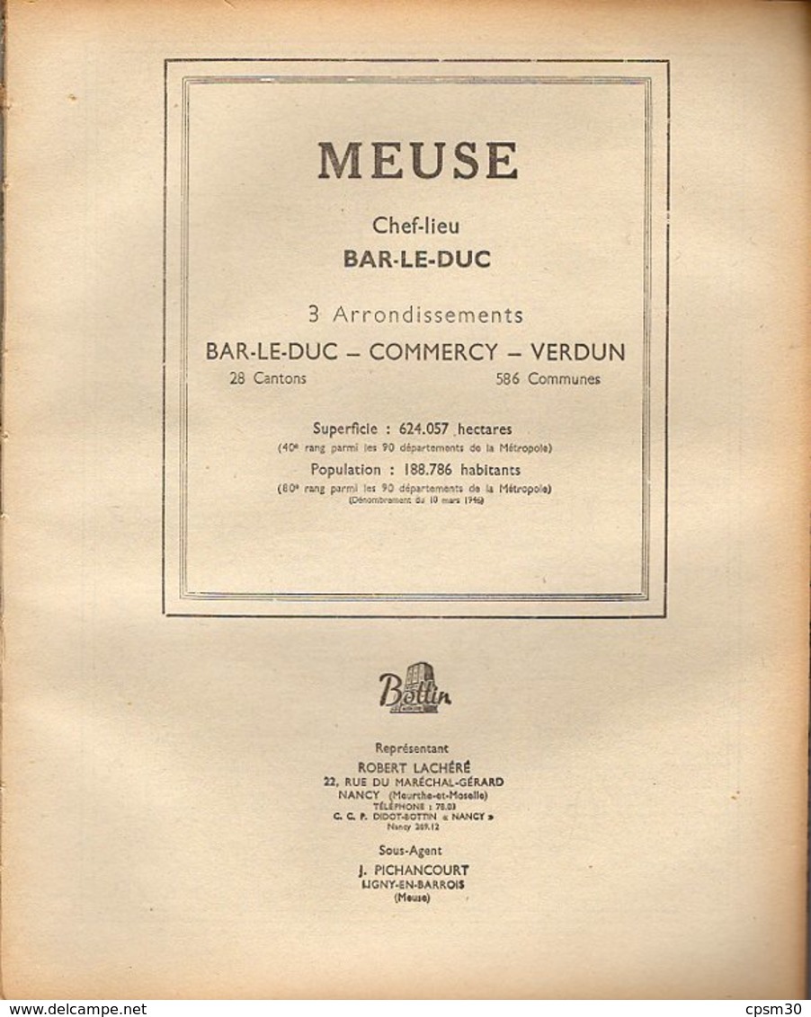 ANNUAIRE - 55 - Département Meuse - Année 1948 - édition Didot-Bottin - 76 Pages - Telephone Directories