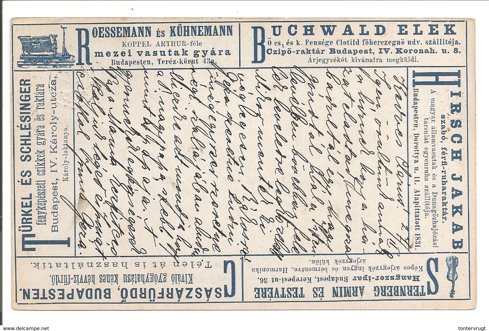 Advertising Postcard-Anzeigen Postkarte-Annonces PC. Violin/Violon/Rail Road Wagon 27.2.1893  !!! USED !!! - Entiers Postaux