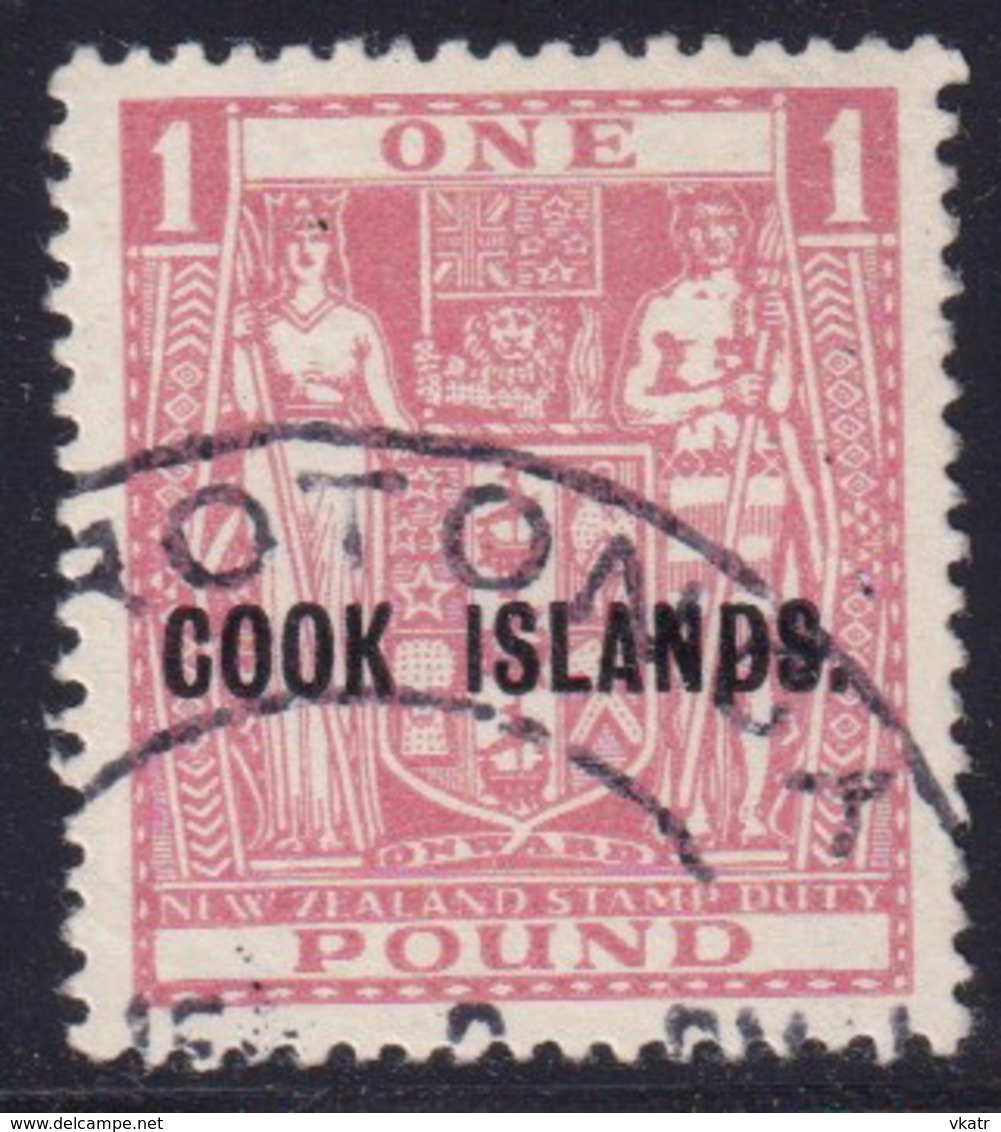 COOK ISLANDS 1936 SG #121 £1 Wmk Single NZ And Star Used CV £275 - Cook