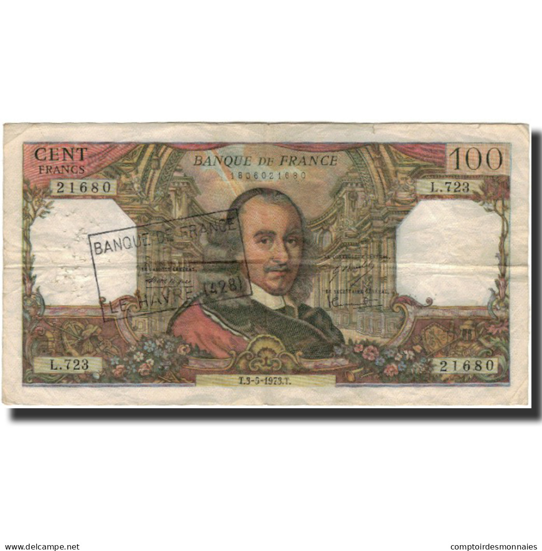 France, 100 Francs, Corneille, 1973-05-03, TB, Fayette:65.42, KM:149d - 100 F 1964-1979 ''Corneille''