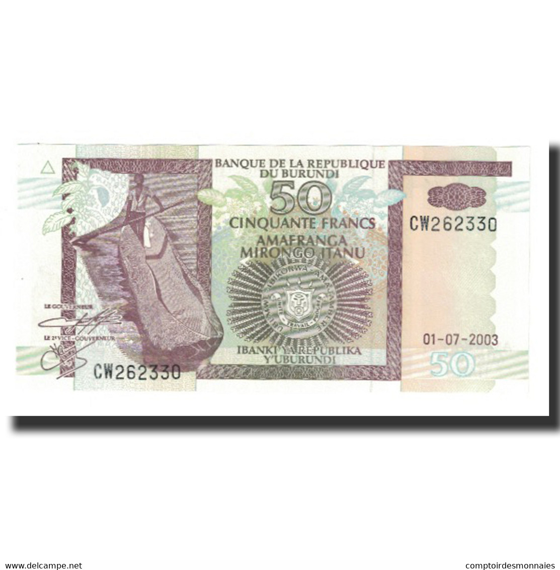 Billet, Burundi, 50 Francs, 2003, 2003-07-01, KM:36c, NEUF - Burundi