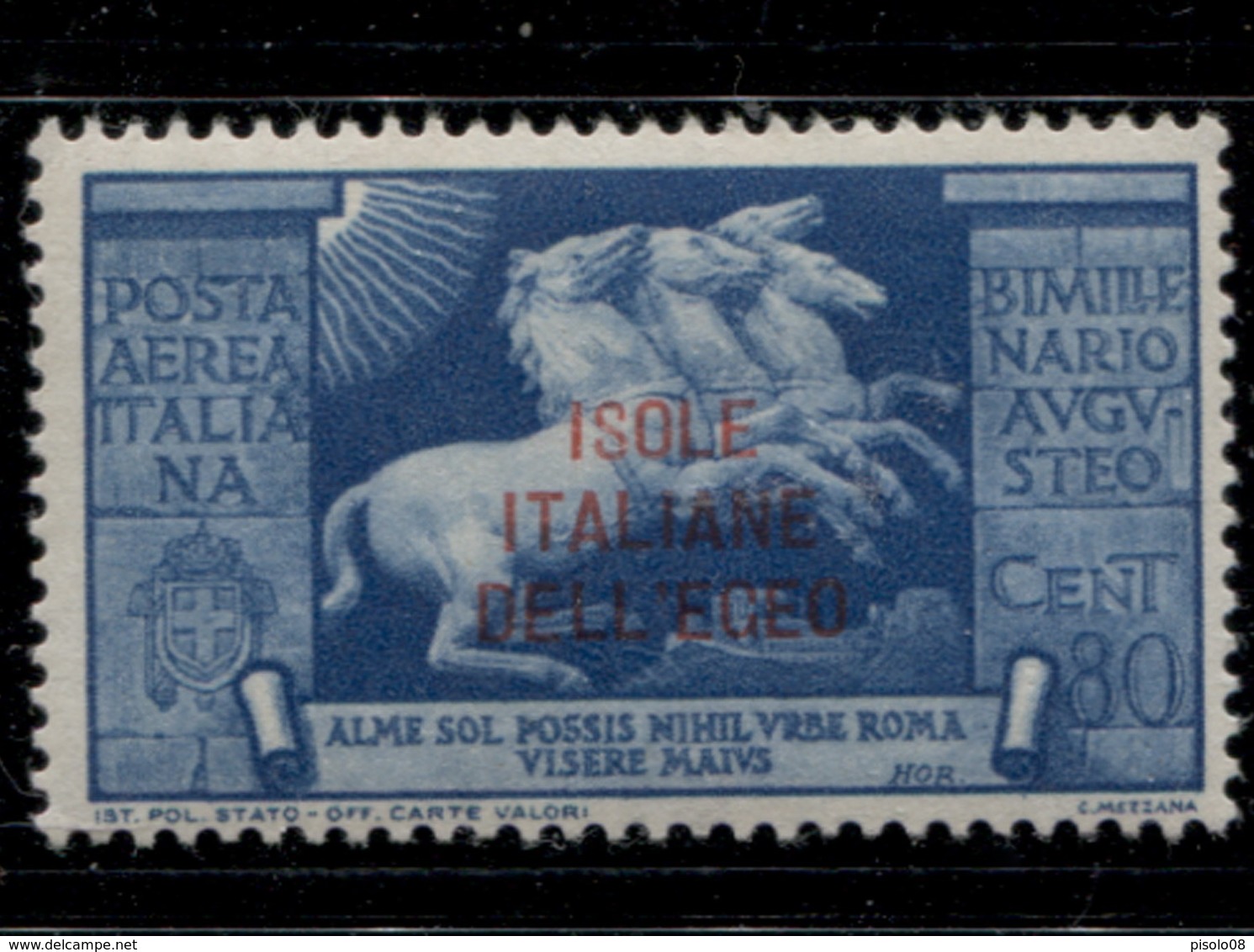 EGEO  POSTA AEREA AUGUSTO 80 C.** MNH - Ägäis (Aut. Reg.)