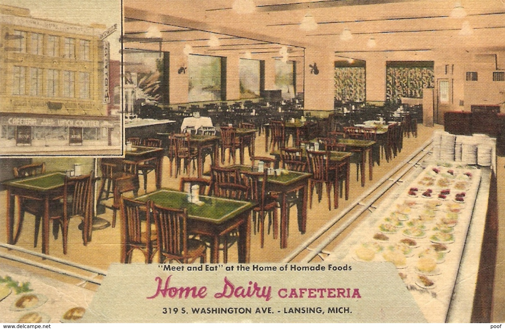 Lansing : Home Dairy Cafeteria , Washington Ave. 1951 - Lansing