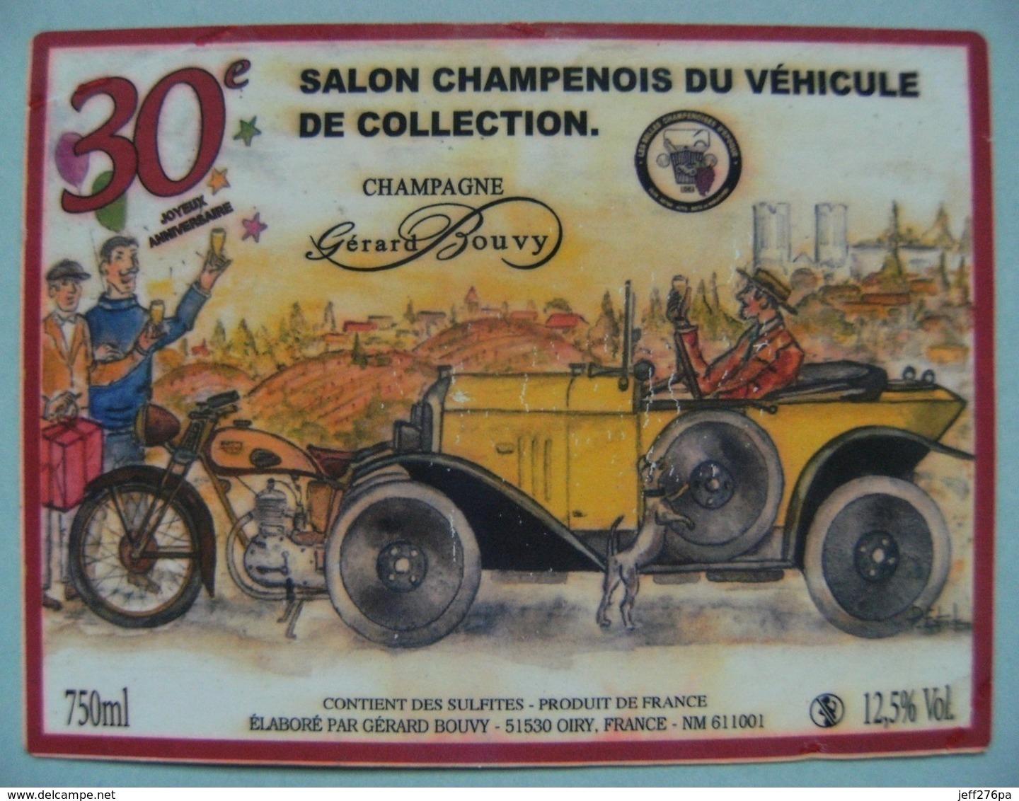 Etiquette Champagne "Véhicule De Collection" Cuvée 30éme Salon Champenois - Etablissements Bouvy à Oiry 51 - A Voir ! - Oldtimers