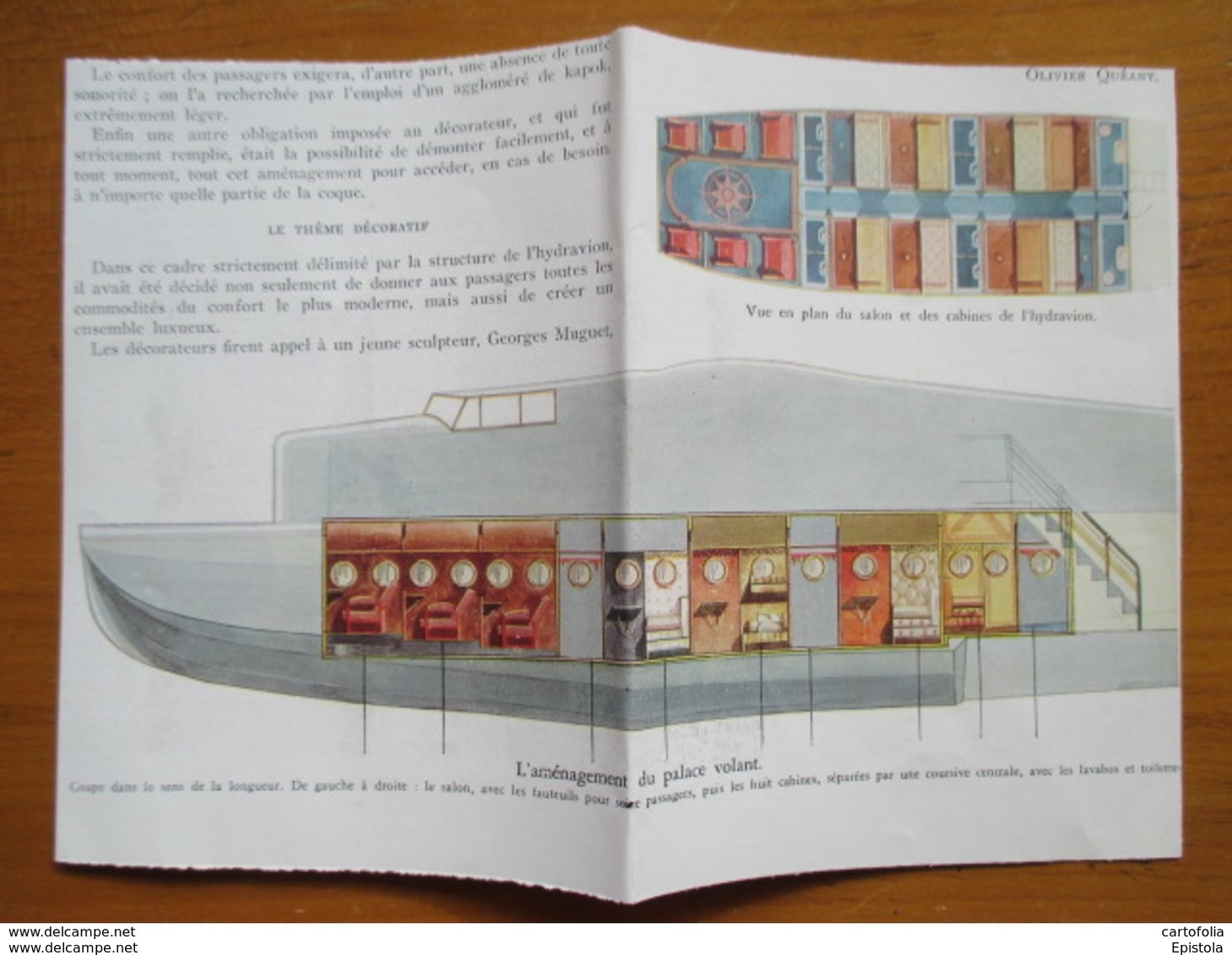 (1936) PLAN Intérieur Hydravion "Lt Vaisseau Paris" - Coupure De Presse Originale - Machines