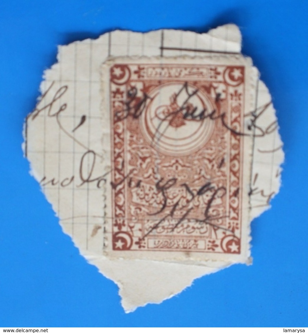 CILICIE(1919-1921)TURQUIE Constantinople France(ex-protectorat Français)Fiscal Fiscaux Timbre Turc Fragment Annulé Plume - Usados