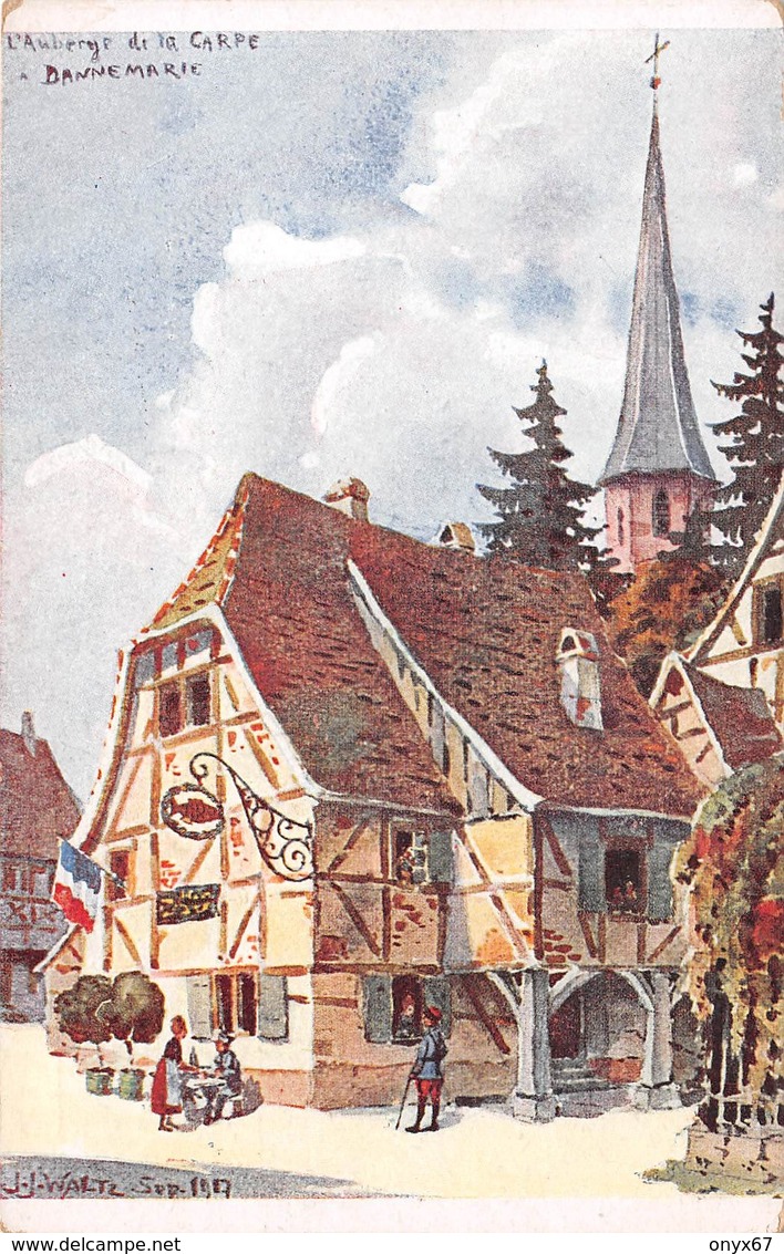 DANNEMARIE (Haut-Rhin-68) DESSIN-Dessinée-Illustrateur-HANSI-Carte Signée Jean-Jacques WALTZ Alsace 1917-Post Card - Hansi