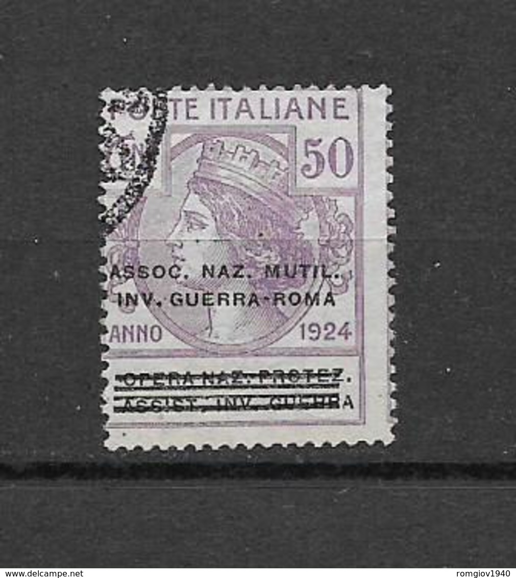 REGNO D'ITALIA 1924  ENTI PARASTATALI SOGGETTI VARI ASS.NAZ.MUTIL.INV.GUERRA SASS. 74 USATO VF - Altri & Non Classificati