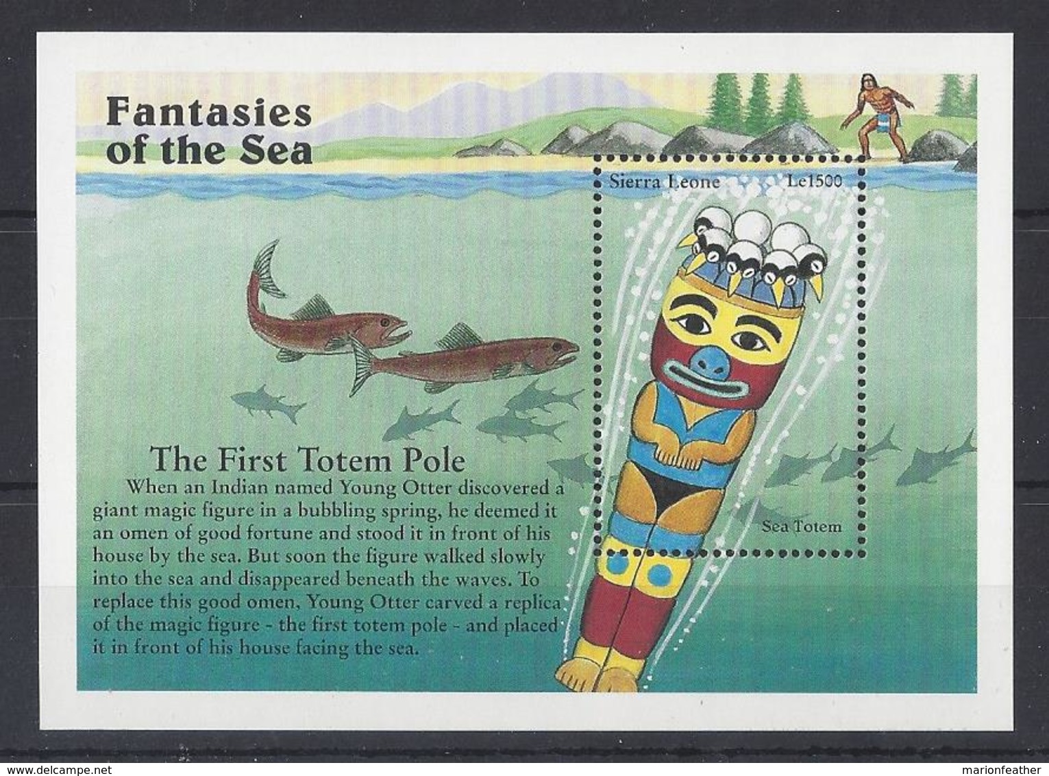 SIERRA LEONE...QUEEN ELIZABETH II.(1952-NOW)....THE FIRST TOTEM POLE.........FANTASIES OF THE SEA...MINI SHEET...MH.. - Vignettes De Fantaisie