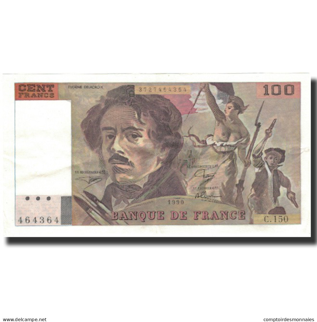 France, 100 Francs, Delacroix, 1990, TTB+, Fayette:69bis1a, KM:154e - 100 F 1978-1995 ''Delacroix''