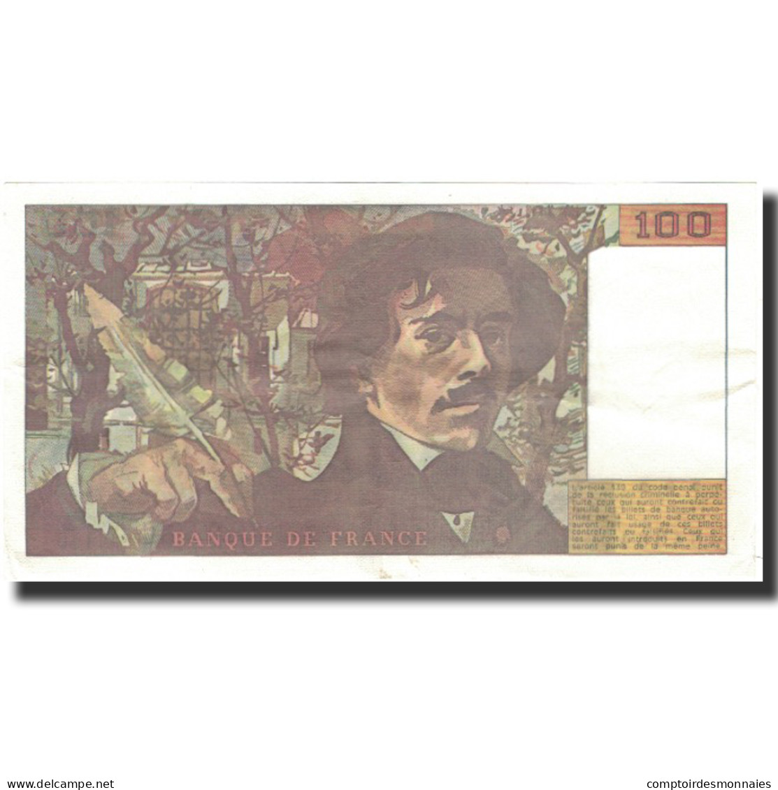 France, 100 Francs, Delacroix, 1990, TTB+, Fayette:69bis1a, KM:154e - 100 F 1978-1995 ''Delacroix''