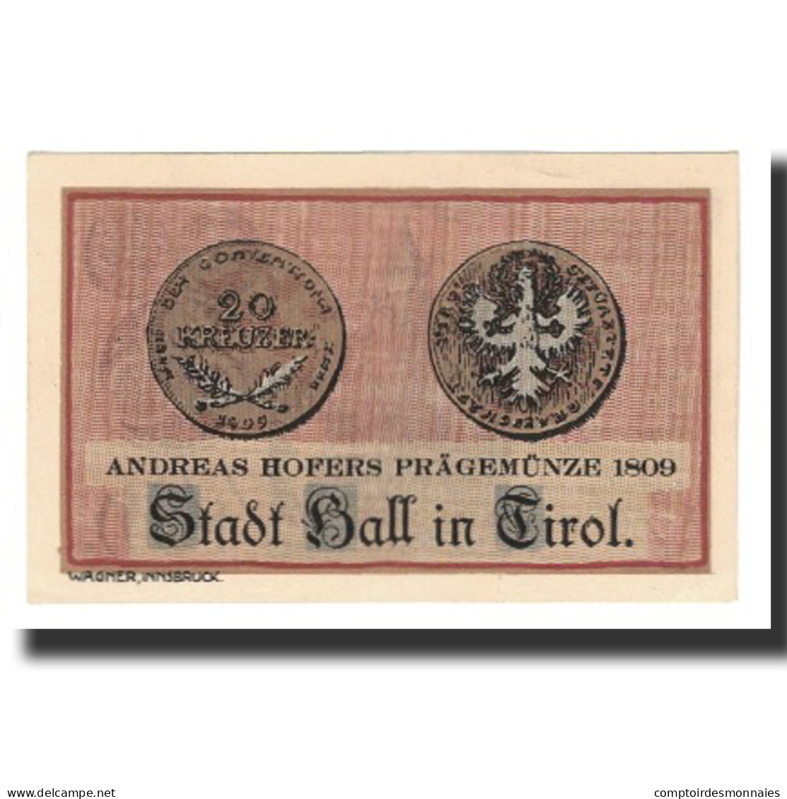Billet, Autriche, Hall In Tirol Stadtgemeinde, 40 Heller, Monnaie, 1920 - Autriche