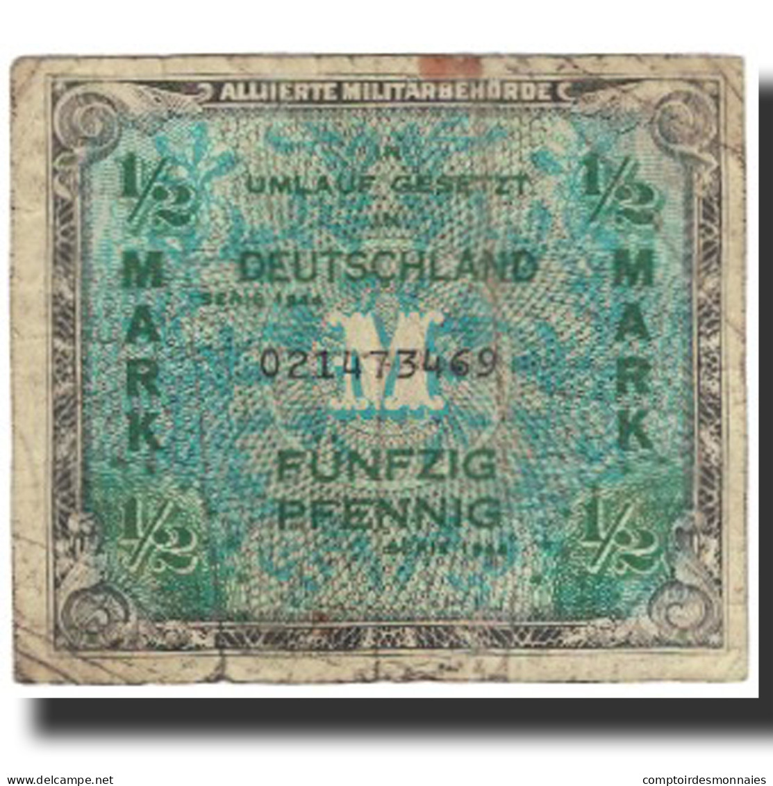 Billet, Allemagne, 1/2 Mark, 1944, KM:191a, TB - 1/2 Mark