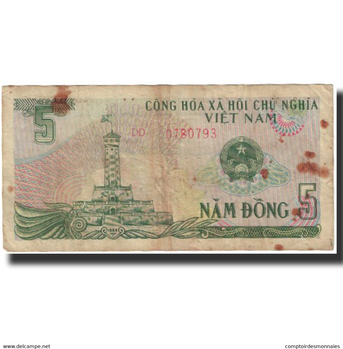 Billet, Viet Nam, 5 D<ox>ng, 1989, KM:92a, TB - Viêt-Nam