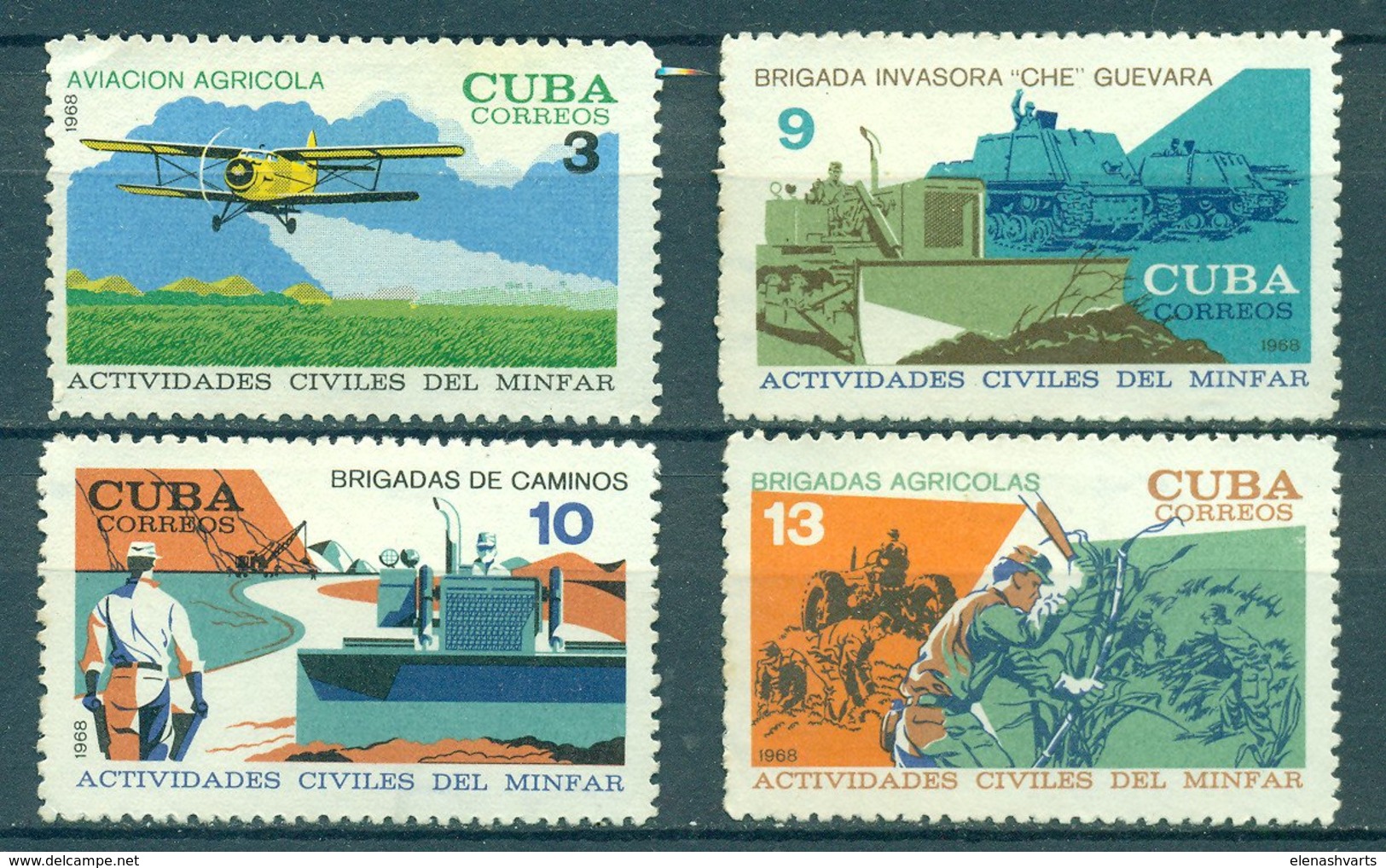 Cuba 1968 Civil Activities Of Cuban Armed Forces  (U)  - Ships, Production, Aircraft, Army, Agriculture - Vorphilatelie