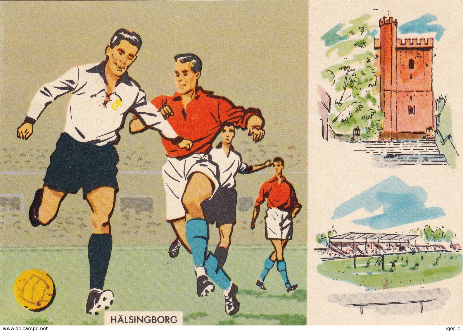Sweden 1958 Cover;  Football Soccer Fussball Cacio Olympic Stadion Helsingorg 11.6.58 West Germany - Czechoslovakia 2:2 - 1958 – Sweden
