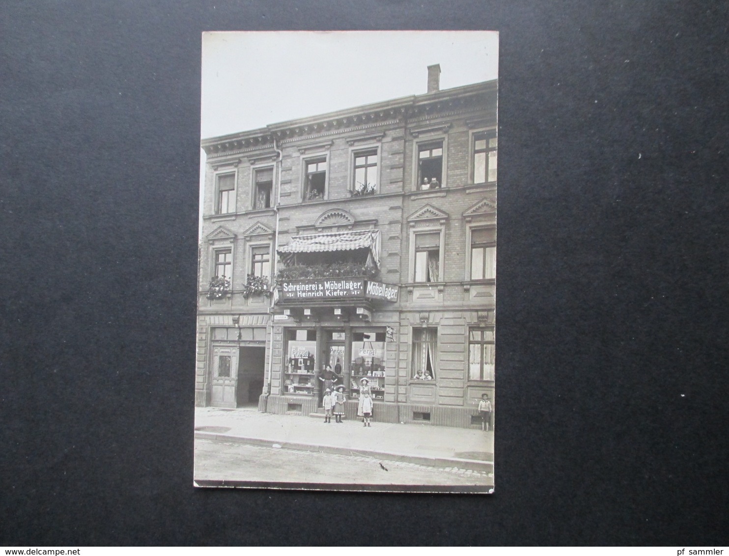 DR Echtfoto AK 1913 Durlach Geschäft / Schreinerei Und Möbellager Heinrich Kiefer Werbung Im Schaufenster Persil - Winkels