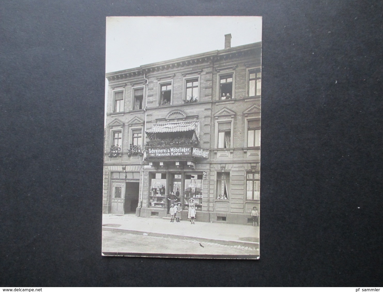 DR Echtfoto AK 1913 Durlach Geschäft / Schreinerei Und Möbellager Heinrich Kiefer Werbung Im Schaufenster Persil - Negozi