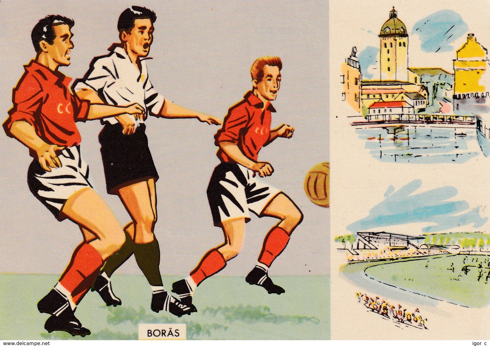 Sweden 1958 Cover;  Football Soccer Fussball Cacio Stadion Boras 15.6.58 Group Stage; England - Austria 2:2 - 1958 – Schweden