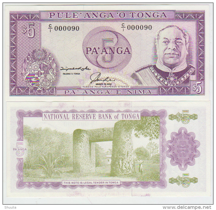 Tonga 5 Paanga 1992 Pick 27 UNC - Tonga