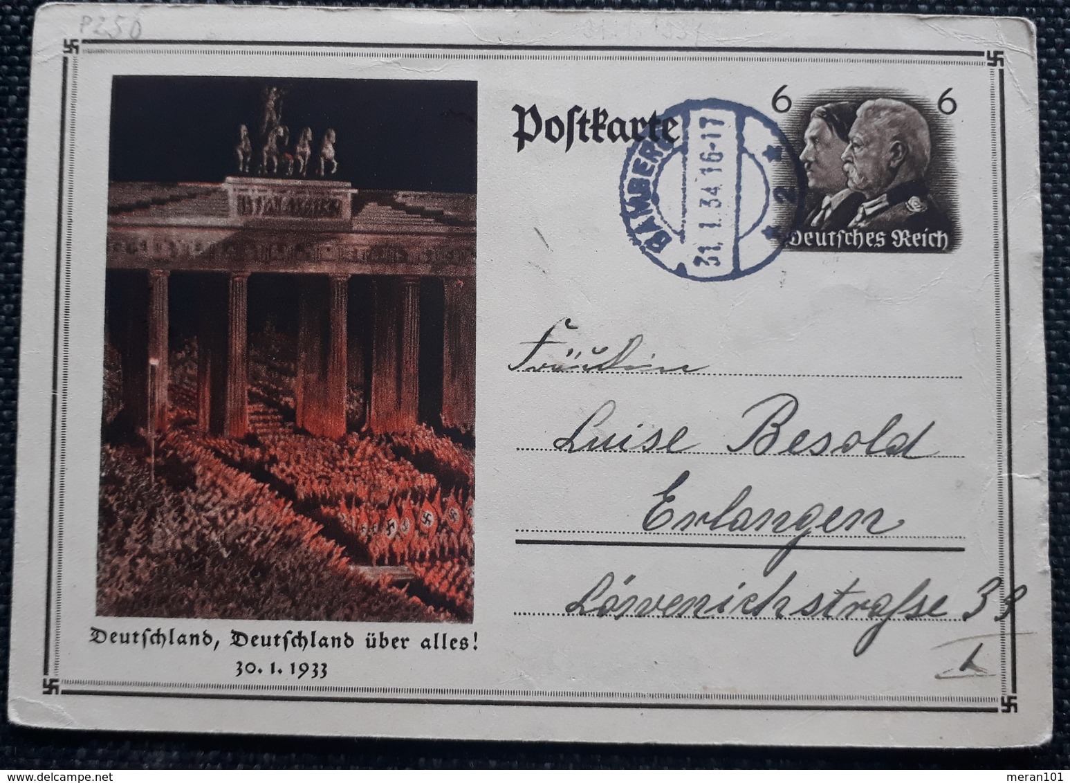 DR 1934, Postkarte P250, BAMBERG - Lettres & Documents