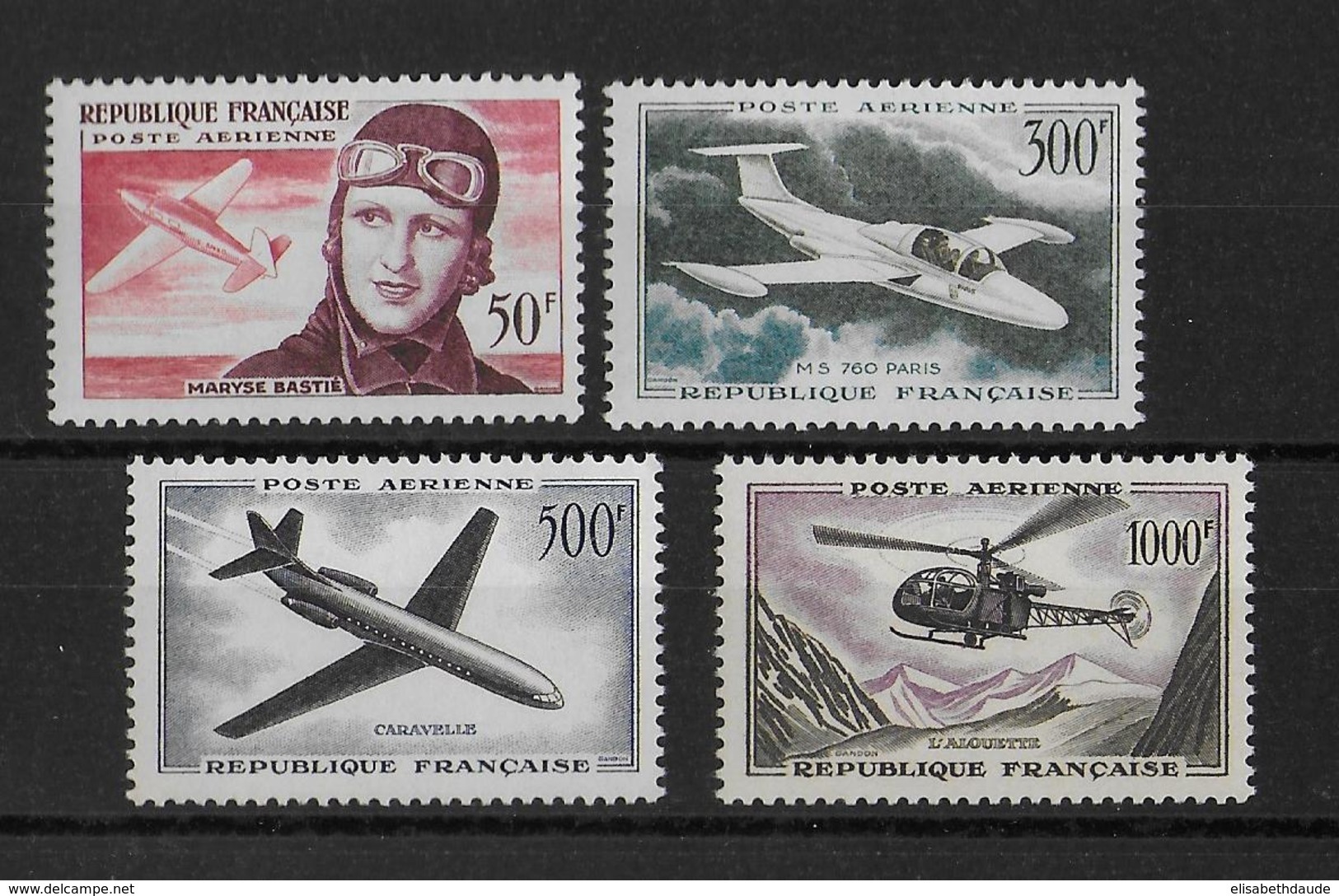 FRANCE - 1955 à 1959 - ANNEES COMPLETES POSTE AERIENNE YVERT N° 34/37 ** MNH  - COTE = 128 EUR. - 1927-1959 Mint/hinged