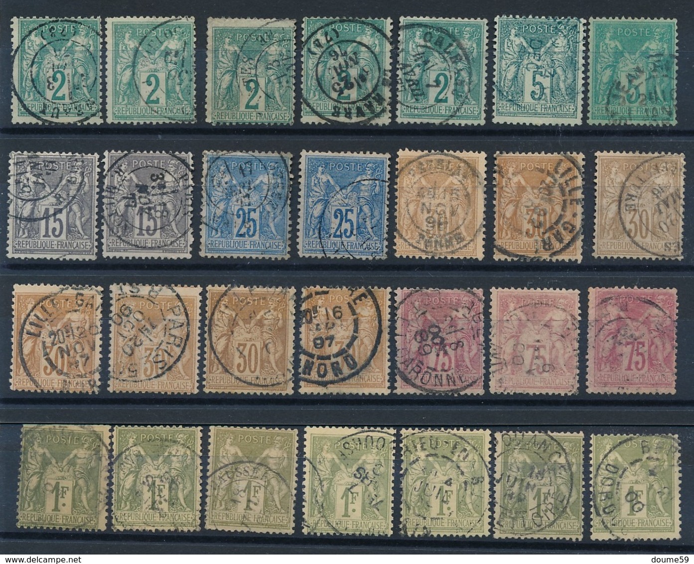 DH-245: FRANCE: Lot Avec "SAGE" Obl  Entre N°74 Et 82 - 1876-1898 Sage (Type II)