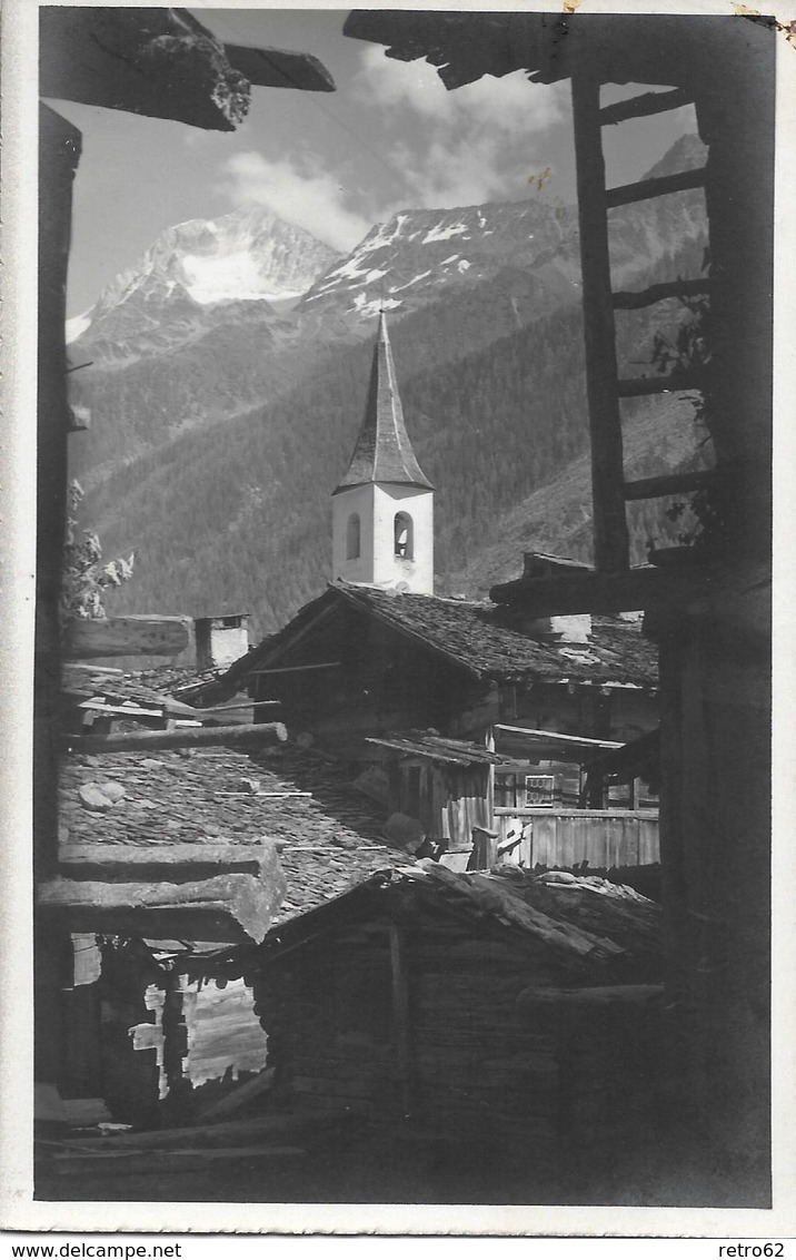 KIPPEL → Alte Dorfpartie Bei Der Kirche Mit Dem Bietschhorn, Fotokarte Ca.1930 - Kippel