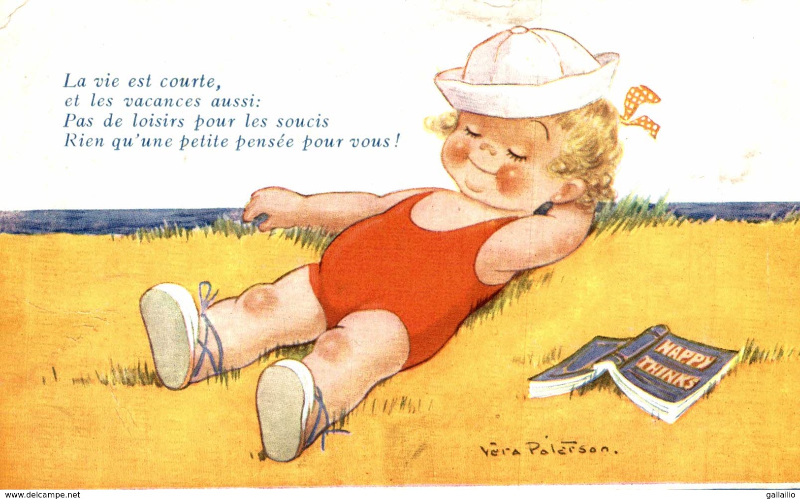 ILLUSTRATION SIGNEE VERA PATERSON LA VIE EST COURTE ET LES VACANCES AUSSI - Paterson