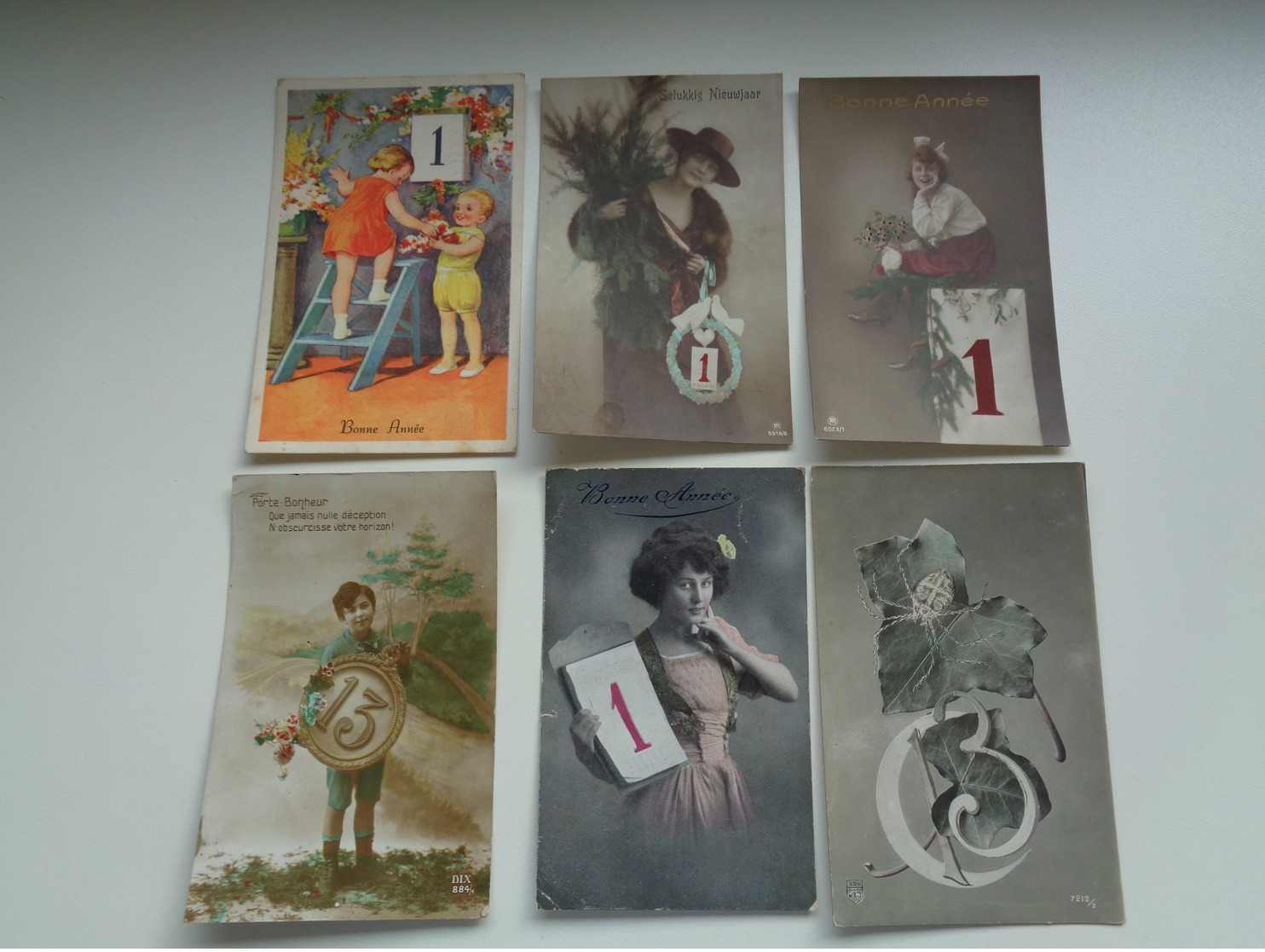 Beau Lot  20 Cartes Postales De Fantaisie Chiffre 1 Janvier Bonne Année     Mooi Lot 20 Postk. Fantasie Cijfer Nieuwjaar - 5 - 99 Cartes