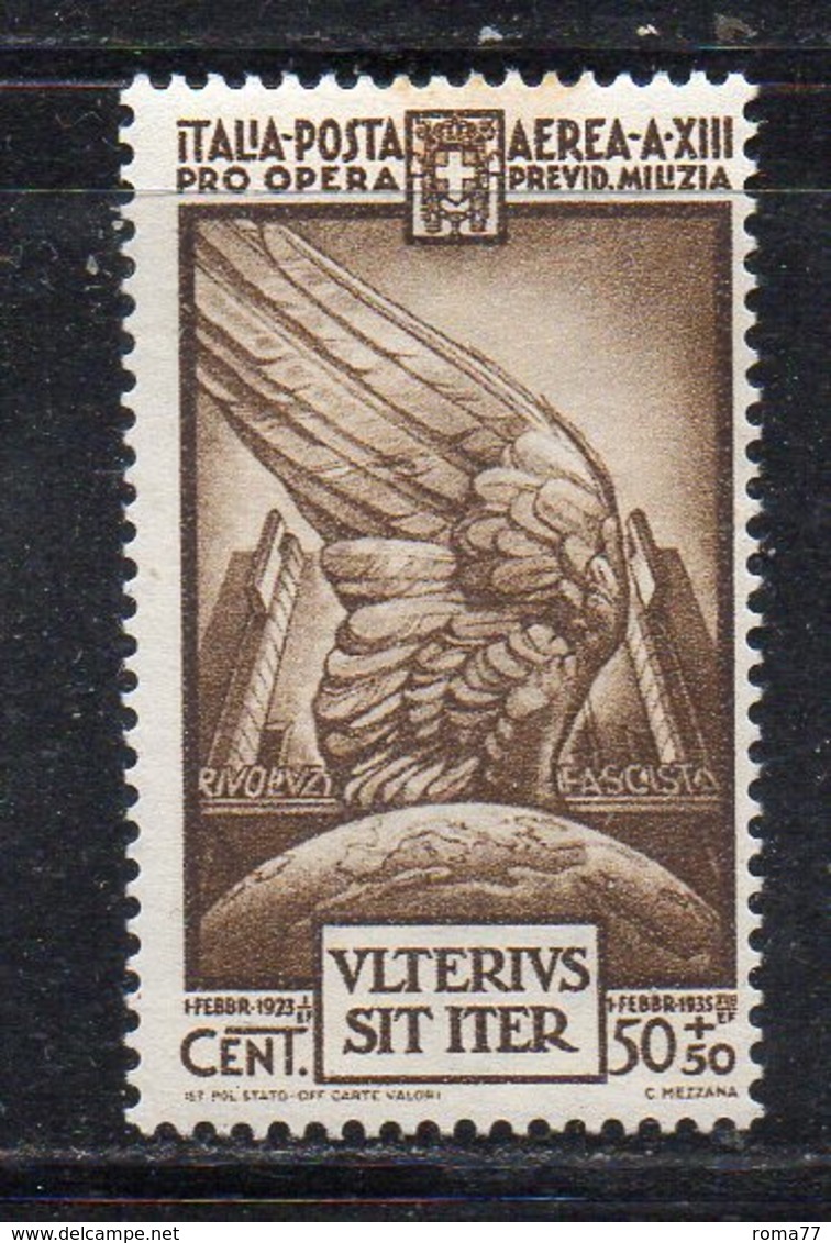 APR1074 - REGNO 1935 , Posta Aerea 50 + 50 Cent N. 89  *  Linguella (M2200) MILIZIA IV - Posta Aerea