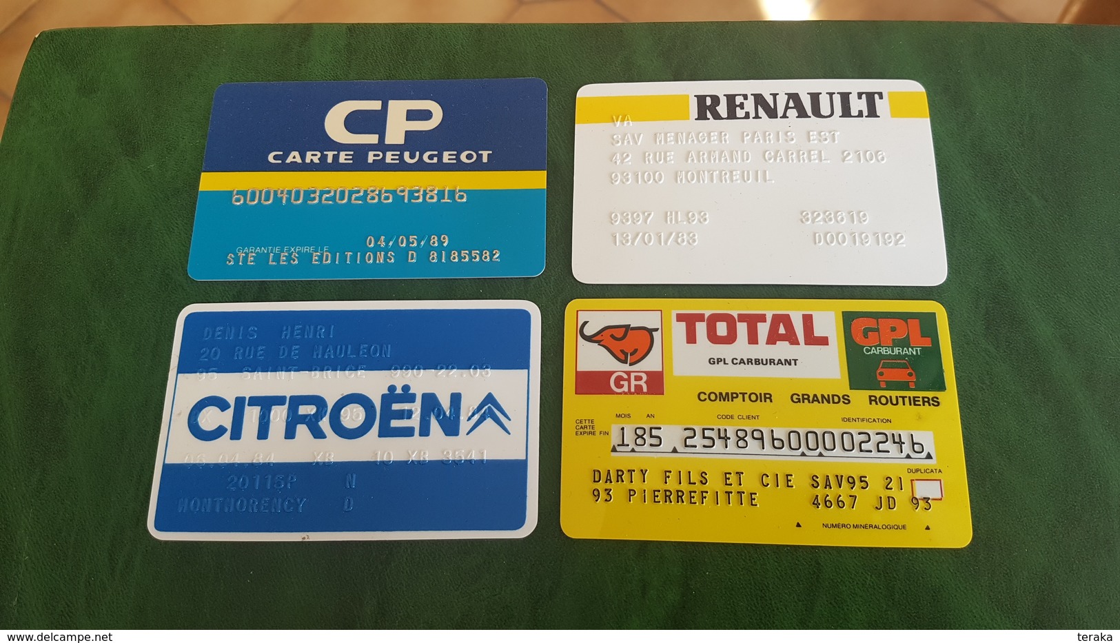 4 Cartes Peugeot Citroën Renault Total Année 80 - Non Classés