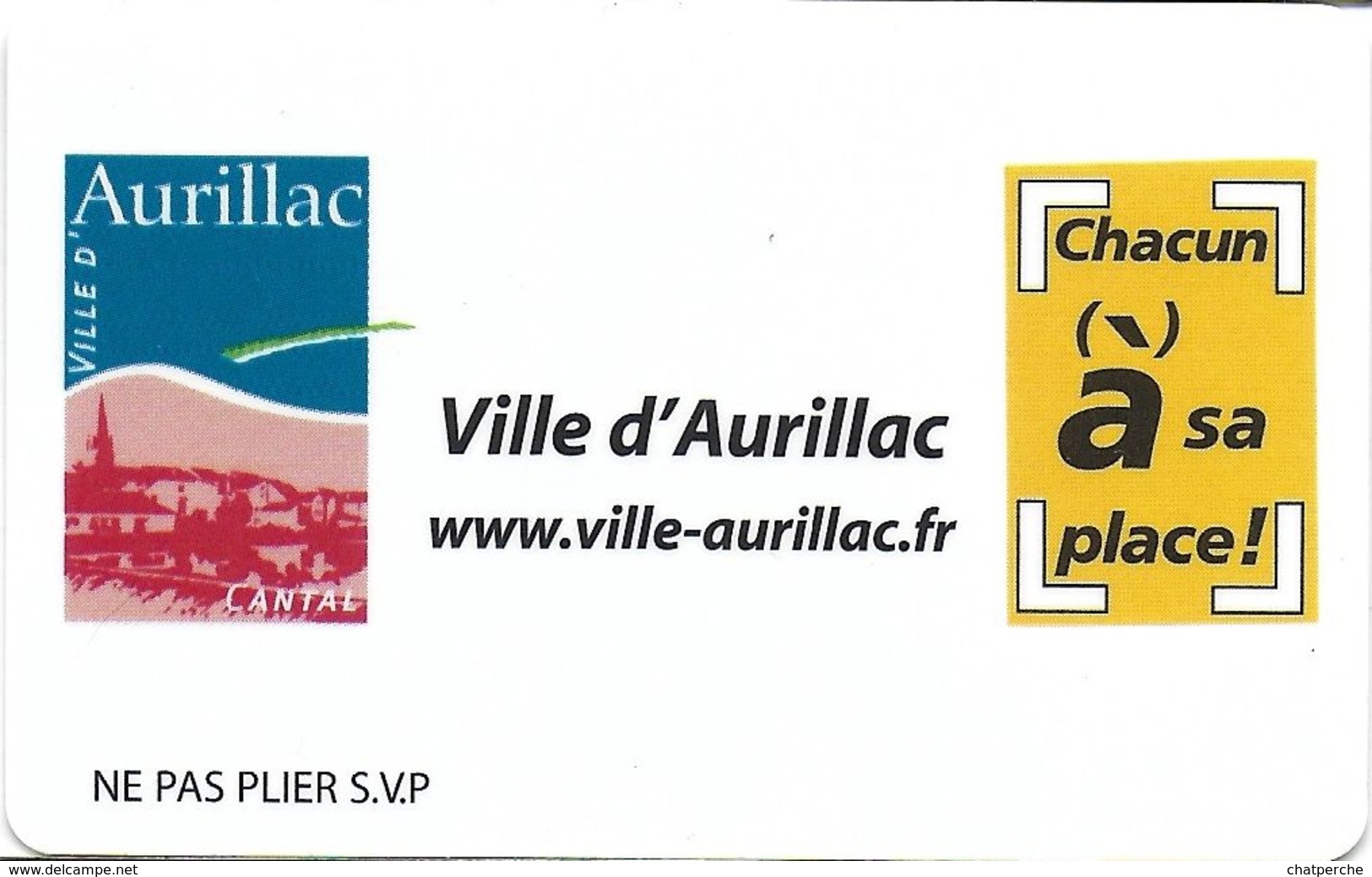 CARTE STATIONNEMENT BANDE MAGNÉTIQUE VILLE DE AURILLAC 15 CANTAL - Scontrini Di Parcheggio