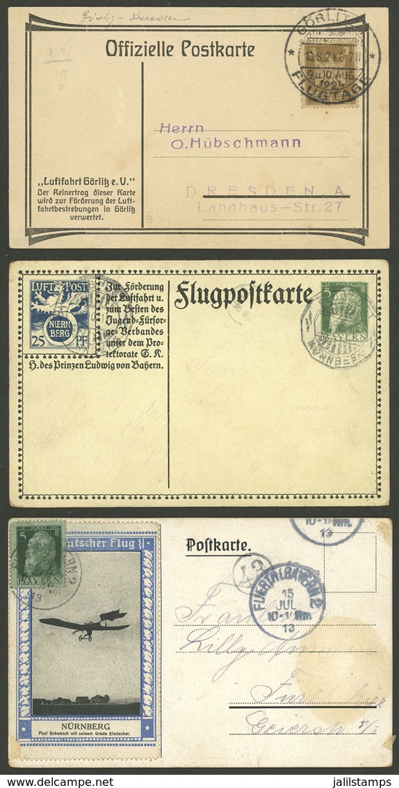 GERMANY: 3 Cards Flown Between 1912 And 1924, Interesting! - Other & Unclassified