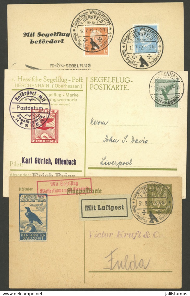 GERMANY: 1925/32: 3 Cards Flown On Glider, With Special Marks, Very Nice And Of Fine Quality! - Sonstige & Ohne Zuordnung
