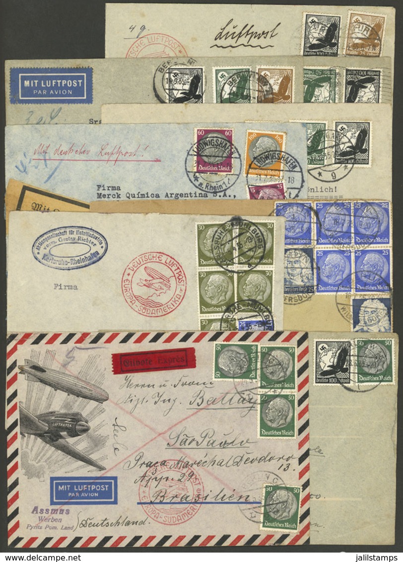 GERMANY: 9 Airmail Covers Sent To Argentina And Brazil In 1935 With Attractive Postages, All By DLH, Very Fine General Q - Autres & Non Classés