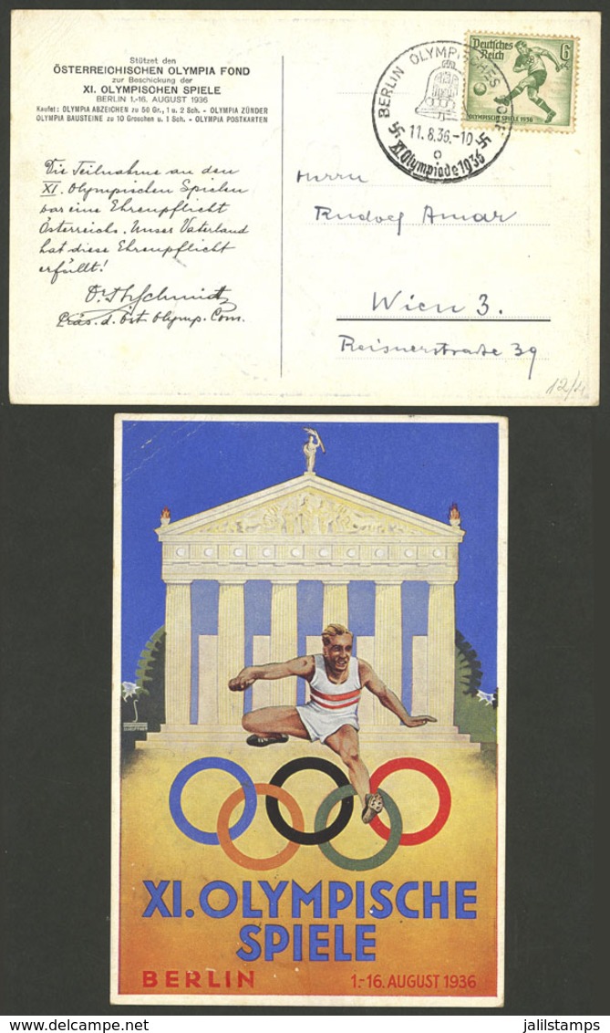 GERMANY: Special Postcard For Collecting Funds For The Austrian Team In The Berlin Olympic Games, Sent From Berlin To Wi - Altri & Non Classificati