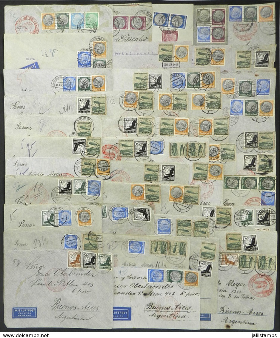 GERMANY: 47 Airmail Covers Sent To Argentina (few To Uruguay) In 1937 By DLH, Almost All With Different Dates, Fine Gene - Altri & Non Classificati