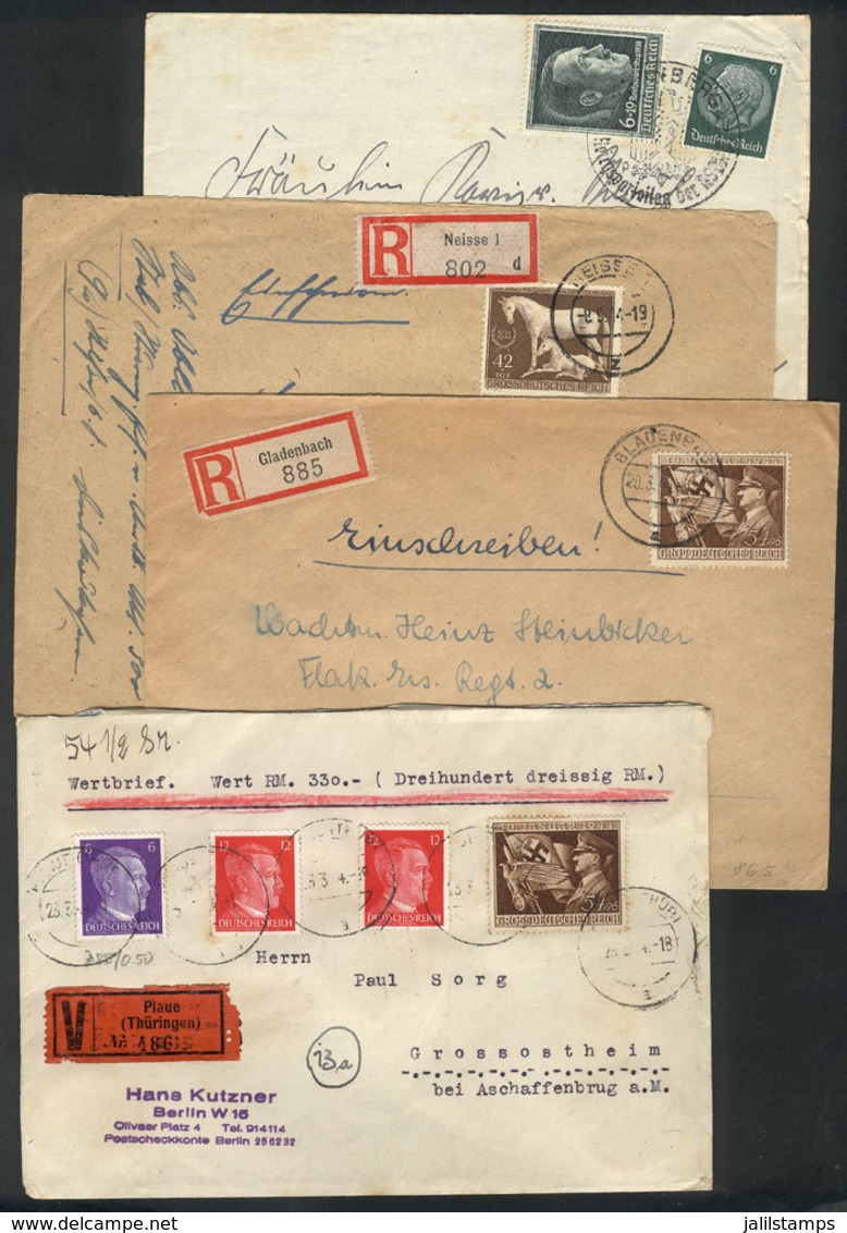 GERMANY: 4 Covers Posted In 1938 (1) And 1944 (3), With Interesting Postages, Fine To VF Quality! - Sonstige & Ohne Zuordnung