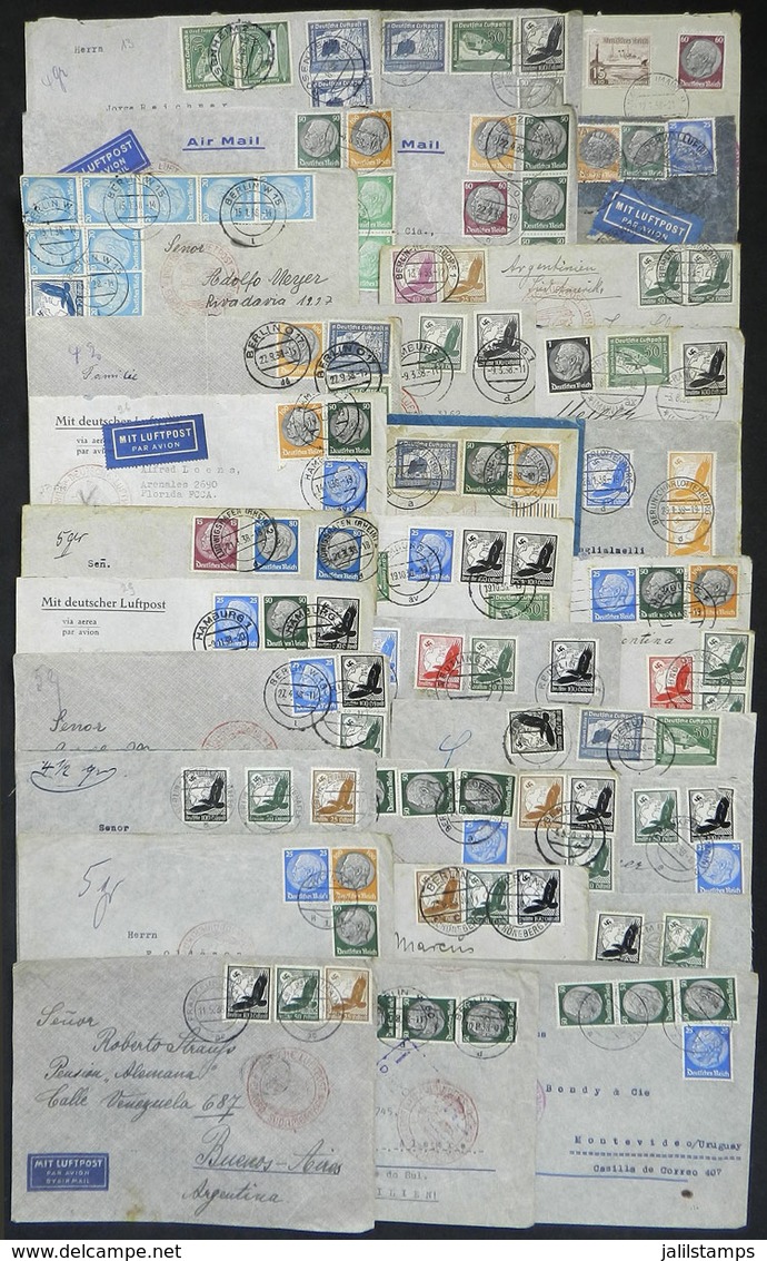 GERMANY: 32 Airmail Covers Sent To Argentina (mostly), Uruguay And Brazil In 1938, All By DLH, Varied Dates, Very Intere - Altri & Non Classificati