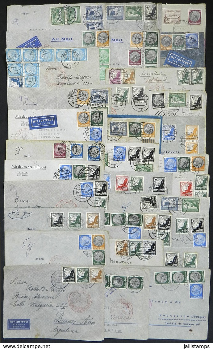 GERMANY: 32 Airmail Covers Sent To Argentina (mostly), Uruguay And Brazil In 1938, All By DLH, Varied Dates, Very Intere - Autres & Non Classés