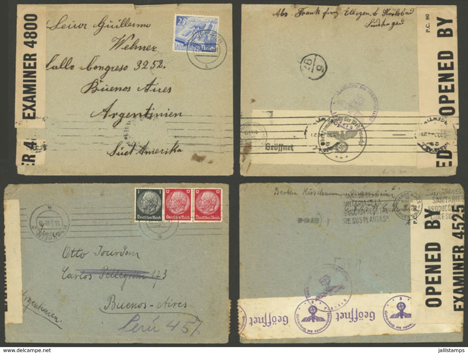 GERMANY: DOUBLE CENSOR Nazi + Allied On 2 Covers Sent To Argentina In MAY/1940, Very Attractive! - Autres & Non Classés