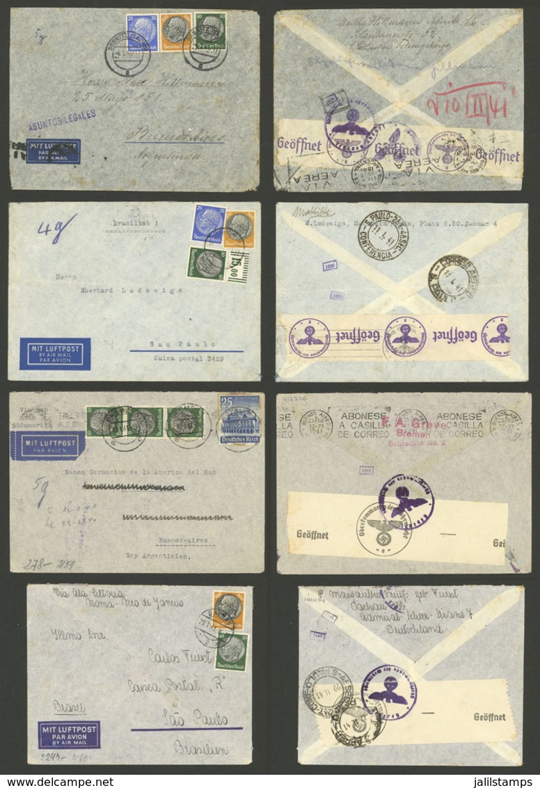 GERMANY: 4 Airmail Covers Sent To Argentina And Brazil In JA/1941, All By LATI, Franked With 1.75 And 1.50Mk., Interesti - Autres & Non Classés