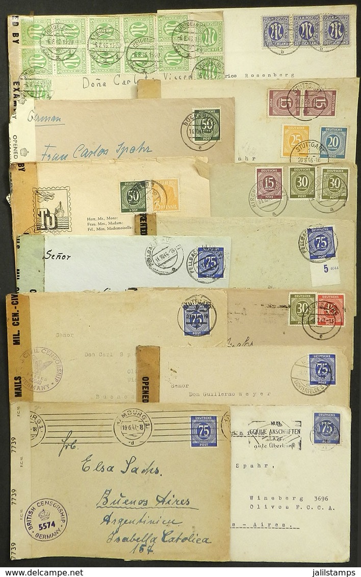 GERMANY: 13 Covers Sent To Argentina In 1946/7, All Censored. There Are Nice Postages, Some Very Interesting! - Autres & Non Classés