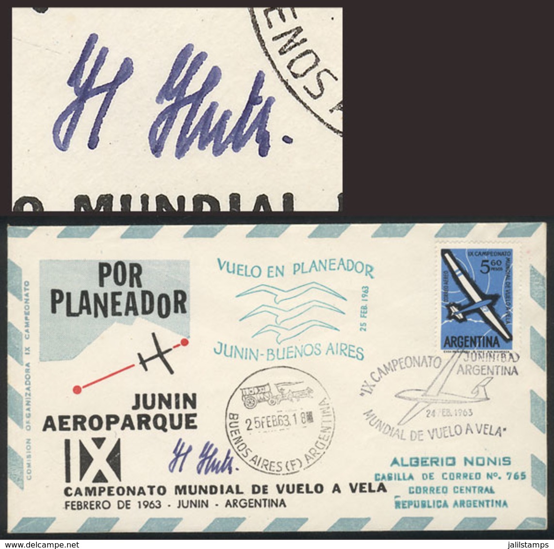 GERMANY: Cover Flown Between Junín And Buenos Aires Airport On The Closing Of The 9th World Gliding Championship Held In - Autres & Non Classés