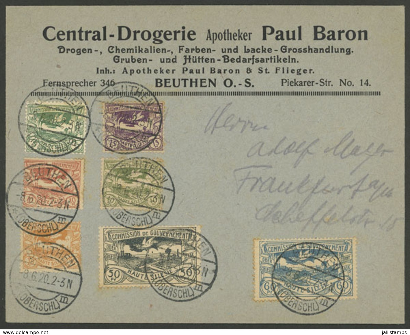 UPPER SILESIA: Cover Used On 8/JUN/1920 With Nice Multicolor Postage, VF Quality! - Slesia